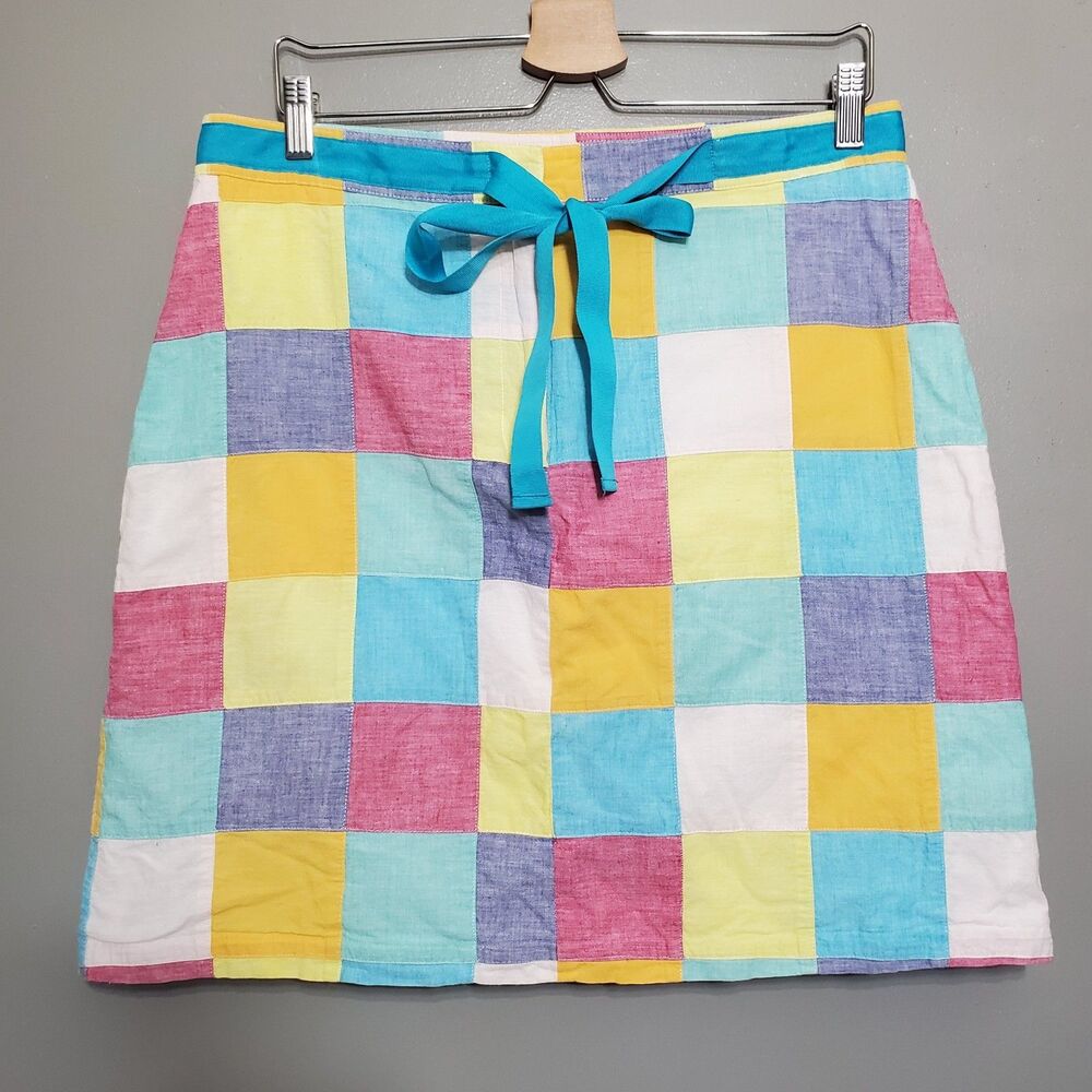 Mark Fore & Strike Skirt Womens Size 14 Patchwork Multicolor Check Cotton Lined